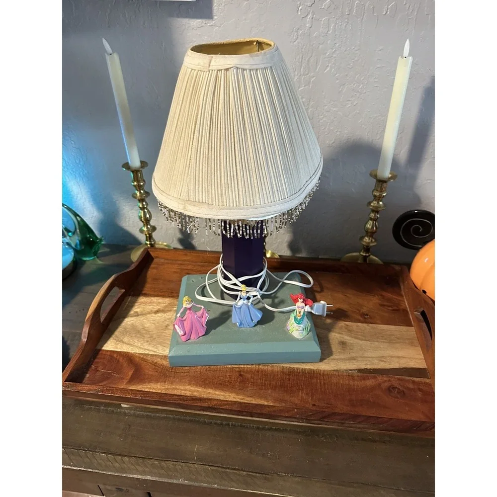 Vintage Disney Princess Table Lamp Cinderella Aurora & Ariel
